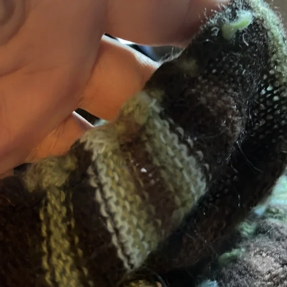 Handmade by Seller Poncho, Kimono One Size Fits Most Green, Brown Stripe - Picture 10 of 11